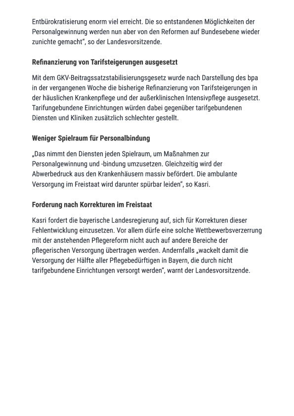 bpa Bayern kritisiert Reform_ Personals...er Pflege gefährdet - Personalsicherung in der Pflege gefährdet